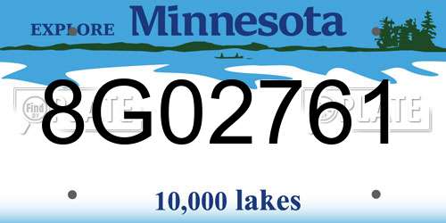 8G02761 Minnesota License Plate