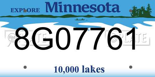 8G07761 Minnesota License Plate