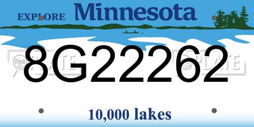 8G22262 Minnesota License Plate