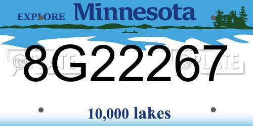 8G22267 Minnesota License Plate