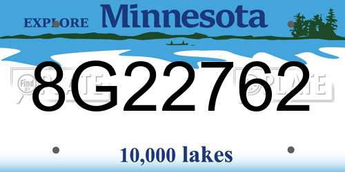 8G22762 Minnesota License Plate