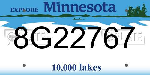 8G22767 Minnesota License Plate