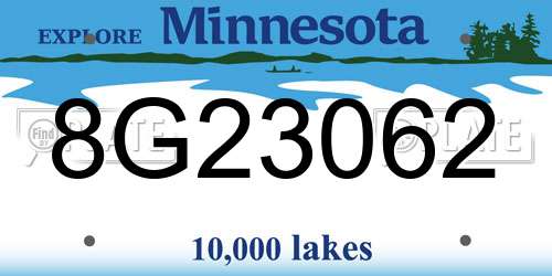 8G23062 Minnesota License Plate