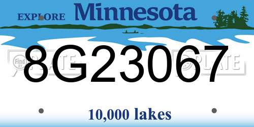 8G23067 Minnesota License Plate