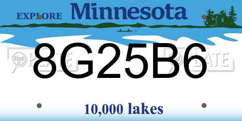 8G25B6 Minnesota License Plate