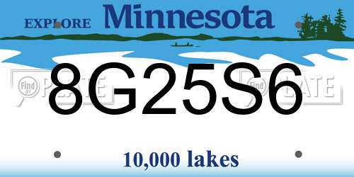 8G25S6 Minnesota License Plate