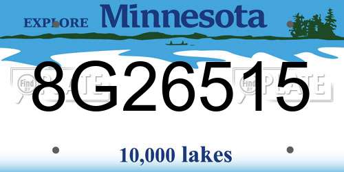 8G26515 Minnesota License Plate