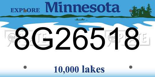 8G26518 Minnesota License Plate