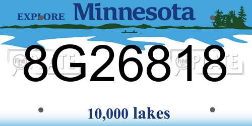 8G26818 Minnesota License Plate