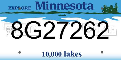 8G27262 Minnesota License Plate