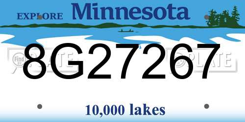 8G27267 Minnesota License Plate