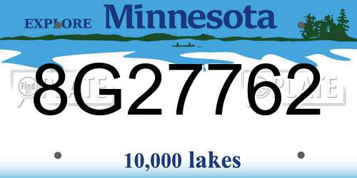 8G27762 Minnesota License Plate