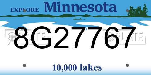 8G27767 Minnesota License Plate