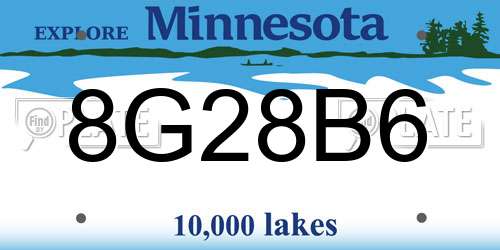 8G28B6 Minnesota License Plate