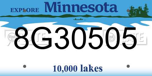 8G30505 Minnesota License Plate