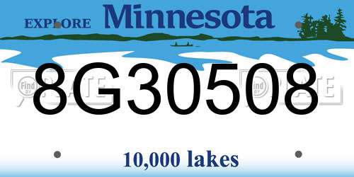 8G30508 Minnesota License Plate