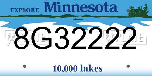 8G32222 Minnesota License Plate