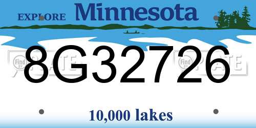 8G32726 Minnesota License Plate
