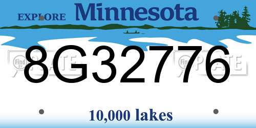 8G32776 Minnesota License Plate