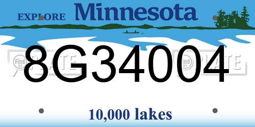 8G34004 Minnesota License Plate
