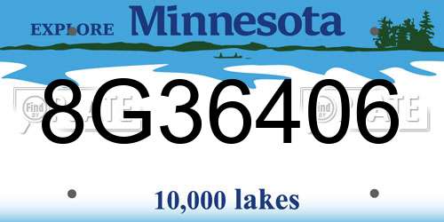 8G36406 Minnesota License Plate