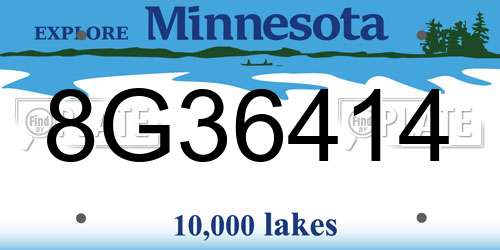 8G36414 Minnesota License Plate