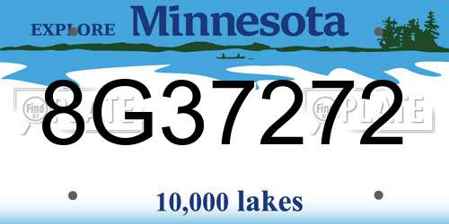 8G37272 Minnesota License Plate