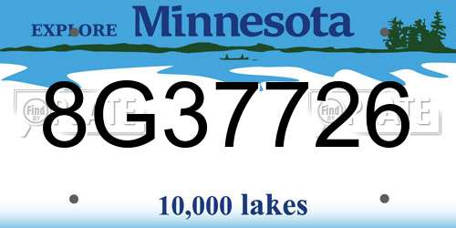 8G37726 Minnesota License Plate