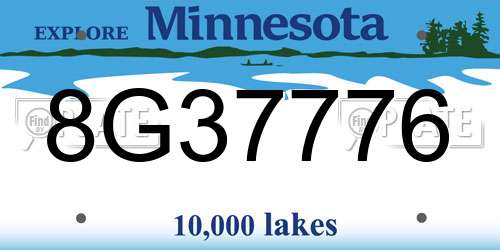 8G37776 Minnesota License Plate