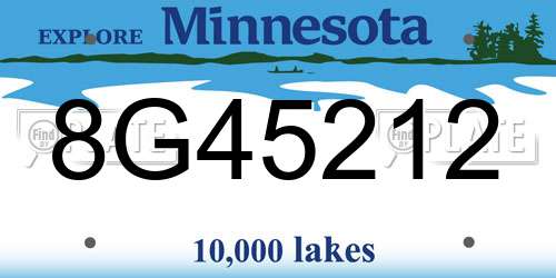 8G45212 Minnesota License Plate