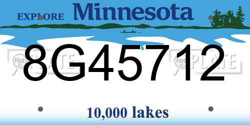 8G45712 Minnesota License Plate