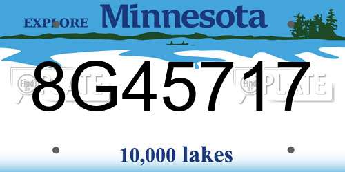 8G45717 Minnesota License Plate