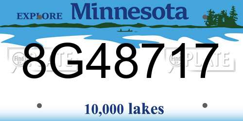 8G48717 Minnesota License Plate