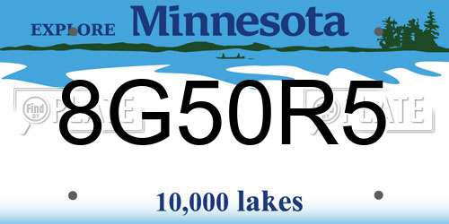 8G50R5 Minnesota License Plate