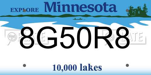 8G50R8 Minnesota License Plate