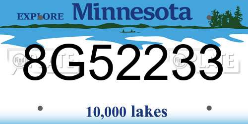 8G52233 Minnesota License Plate