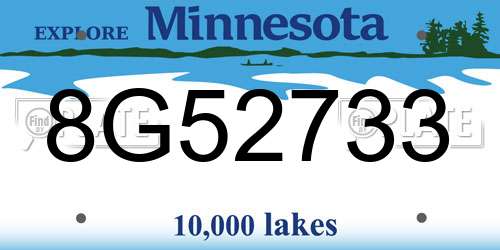 8G52733 Minnesota License Plate
