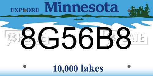 8G56B8 Minnesota License Plate