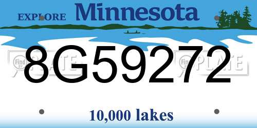 8G59272 Minnesota License Plate