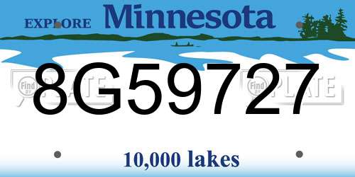 8G59727 Minnesota License Plate