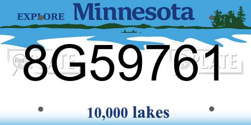 8G59761 Minnesota License Plate