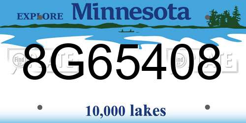 8G65408 Minnesota License Plate