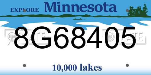 8G68405 Minnesota License Plate