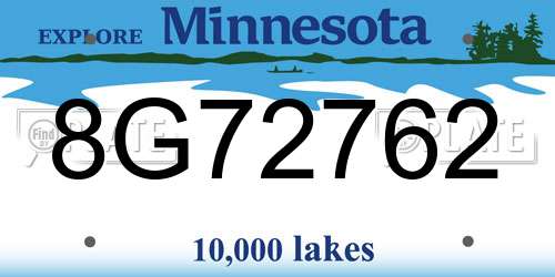 8G72762 Minnesota License Plate