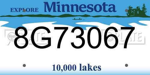 8G73067 Minnesota License Plate