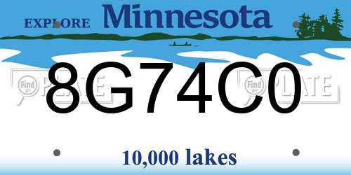 8G74C0 Minnesota License Plate