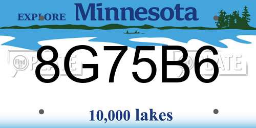 8G75B6 Minnesota License Plate