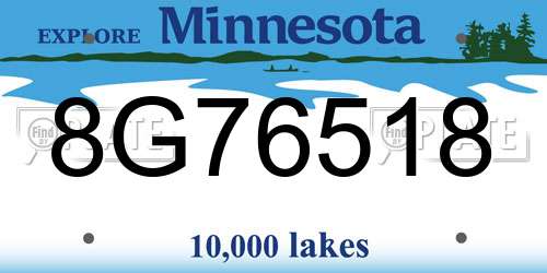 8G76518 Minnesota License Plate