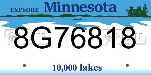 8G76818 Minnesota License Plate