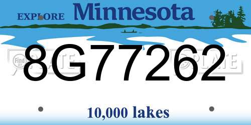 8G77262 Minnesota License Plate